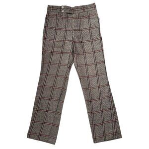 70s vintage plaid wool trousers leisure pants tan brown tartan boho retro.